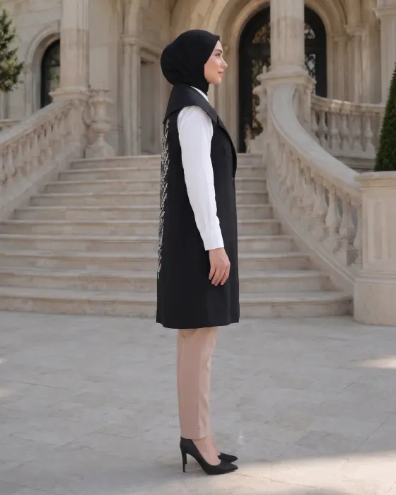 جيليه بتطريز من الظهر-اسود-2 image 2