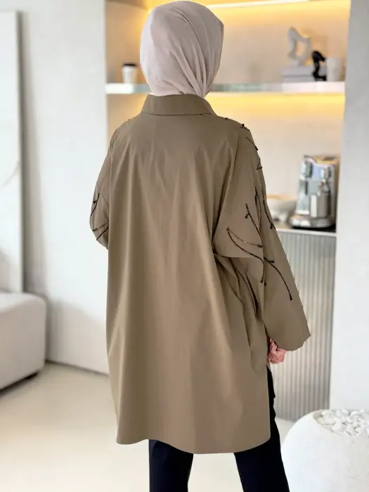 قميص من القطن البوبلين-بيج كموني-FS image 2