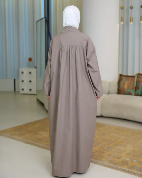 فستان بتطريز زهرة اللوتس-بيج كموني-FS image 2