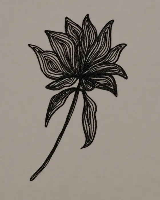 فستان بتطريز زهرة اللوتس image 7