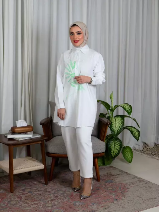 قميص أنيق من الكريب الناعم - اوف وايت - 2 image 0