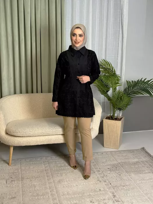 قميص قطني مع ترتل image 1