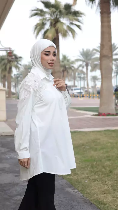 قميص أنيق من خام القطن - اوف وايت - 2 image 3