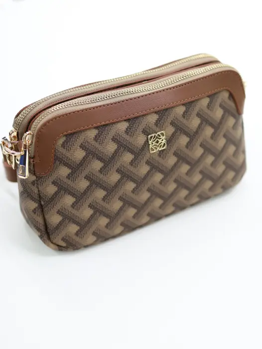 Patterned Double Zipper Shoulder Bag image 8