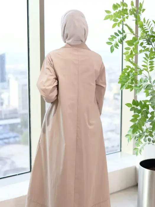 فستان من القطن البوبلين - بيج - 1 image 3