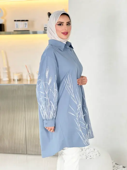 Embroidered cotton shirt image 10