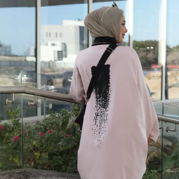 بلوزة من القطن مع طباعة - احمر - FS image 2