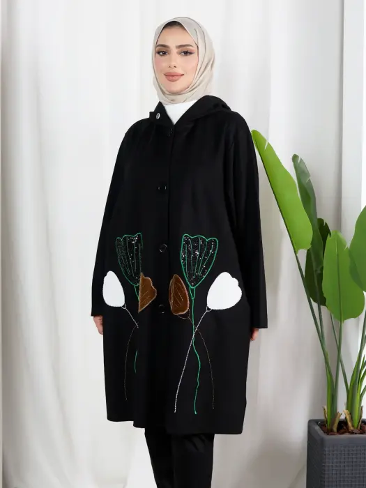 Cotton jacket with a hood - black - fs image 2