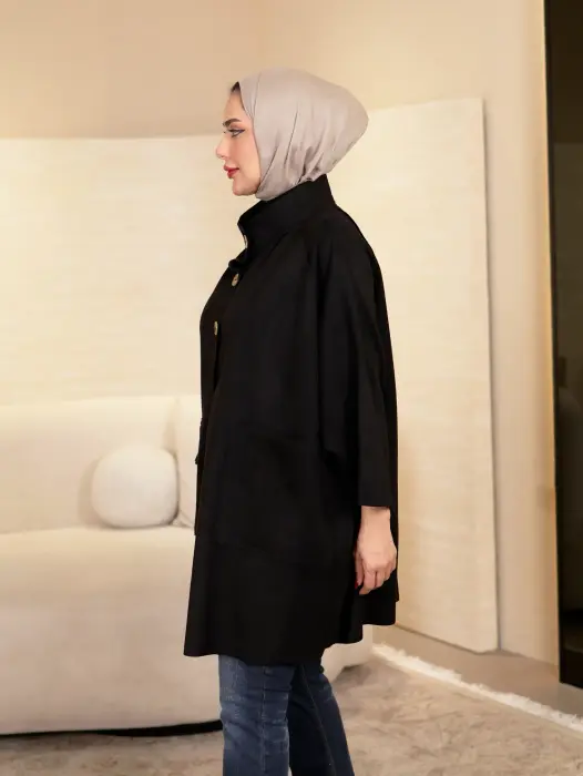 جاكيت شتوي من خام الشامواه - اسود - FS image 2