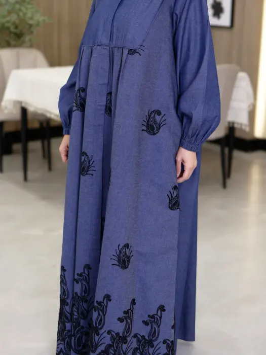 فستان من خام الجينز-جينز كحلي-FS image 1