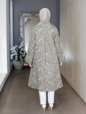 جاكيت طويل من البوبلين-كاكي-2 image 2
