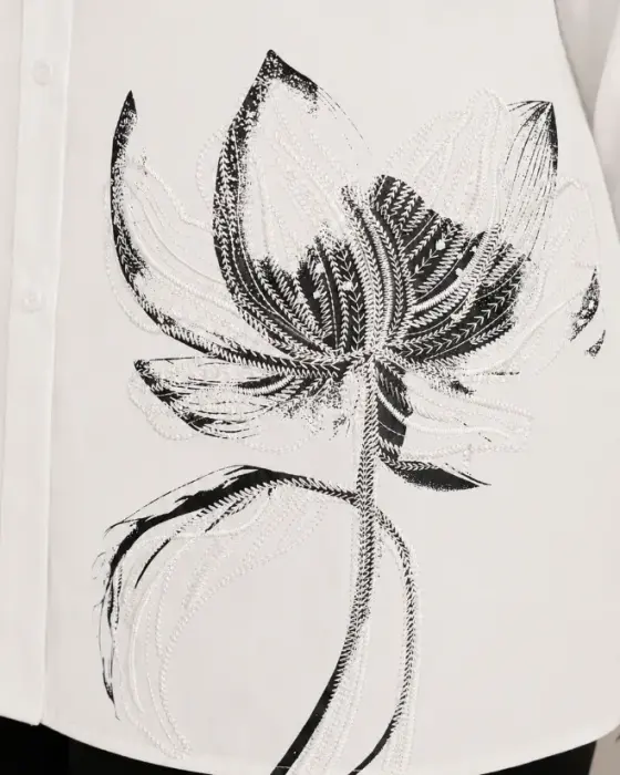 Cotton shirt with two roses image 3