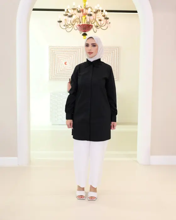 Cotton Shirt With Lace - Black - 6 image 0