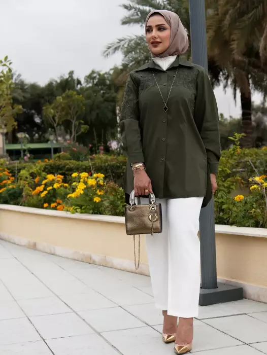 قميص قطني لؤلؤي image 3