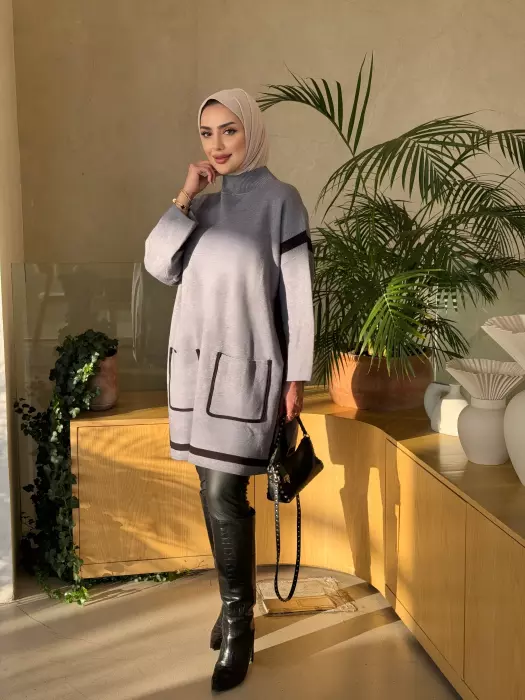Knitted Blouse - Light Grey - Fs image 3