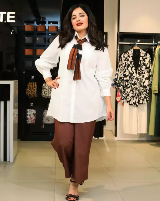 قميص مع وشاح - اسود - 3 image 0