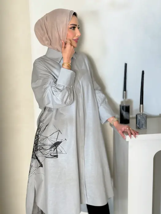 قميص لنن نسائي بقصة واسعة image 9