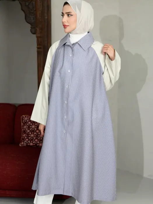فستان قصير مخطط للمحجبات image 6