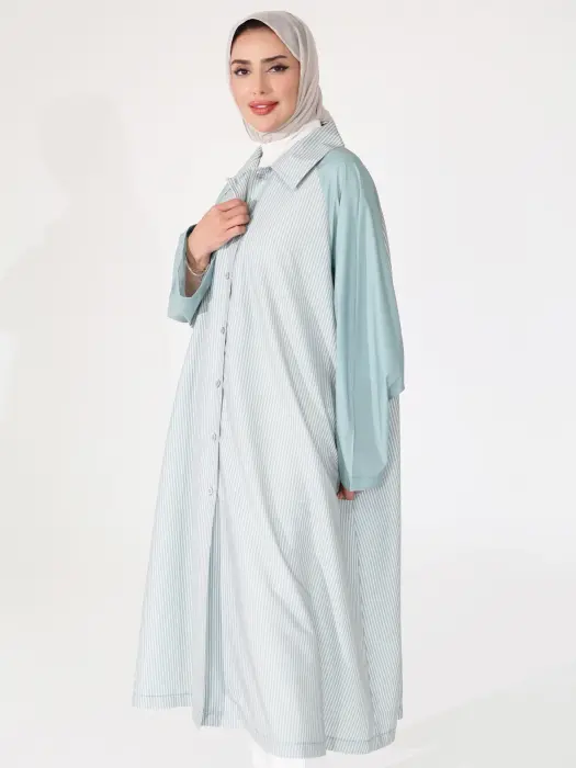 فستان قصير مخطط للمحجبات image 2