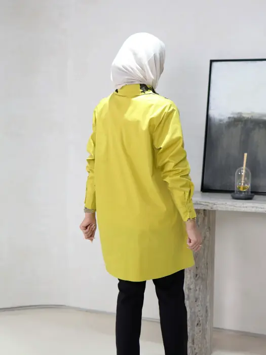 قميص قطني مع دانتيل - كيوي - 4 image 3