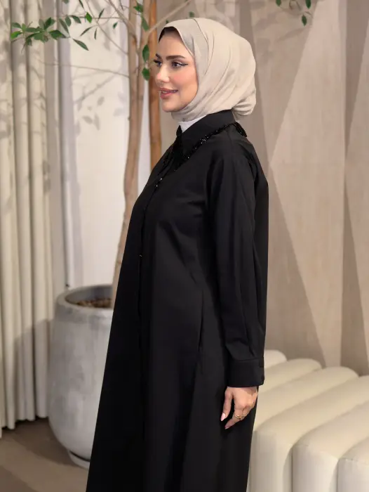 قميص طويل مع هدب من الكريستال image 6