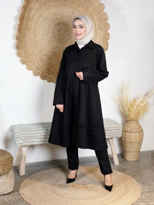 Long shirt made of raw suede image 8
