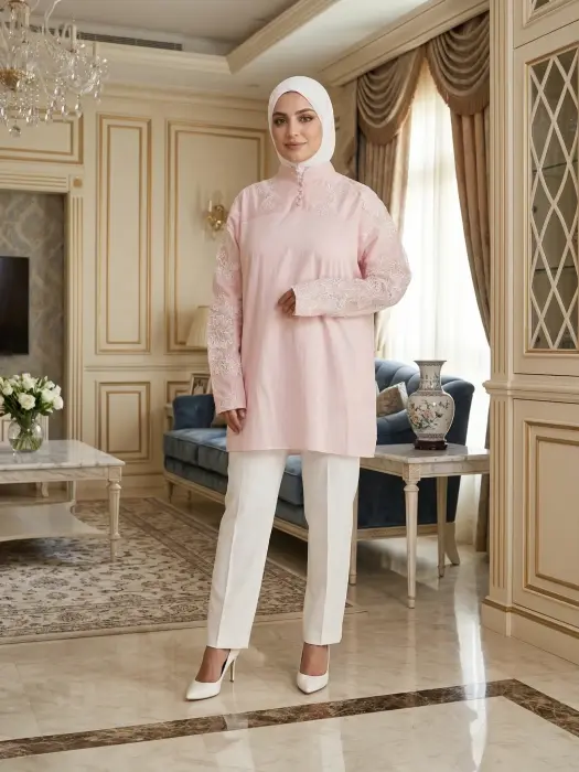 Shirt With Lace - Pink - 3 image 0