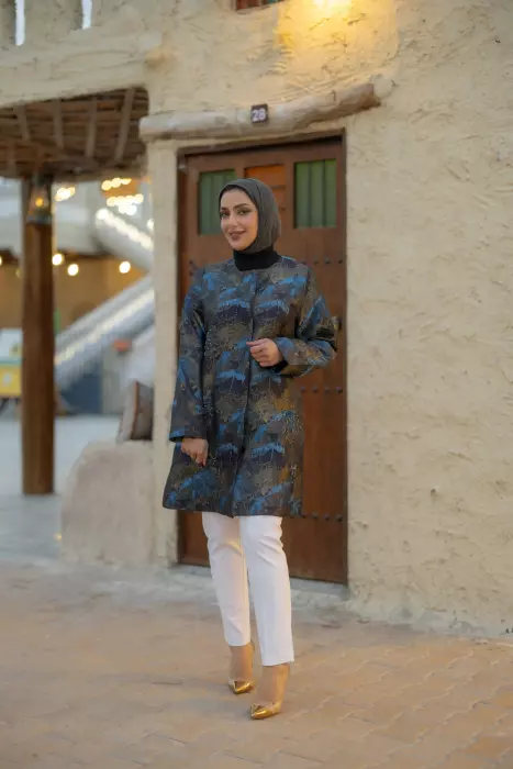 جاكيت طويل من قماش الجاكار image 0