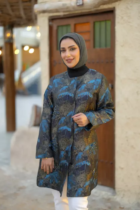 جاكيت طويل من قماش الجاكار image 2