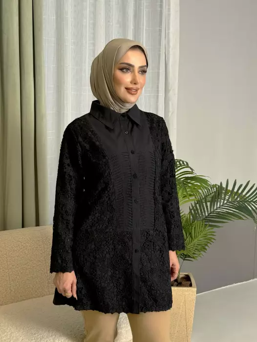 قميص قطني مع ترتل image 2