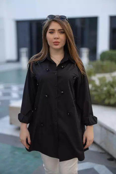 قميص مزين بورود كرستالية - اوف وايت - 2 image 2