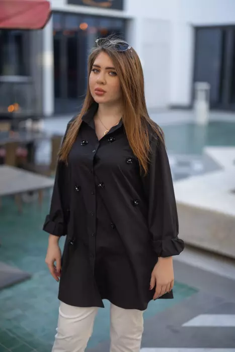 قميص مزين بورود كرستالية - اوف وايت - 2 image 0