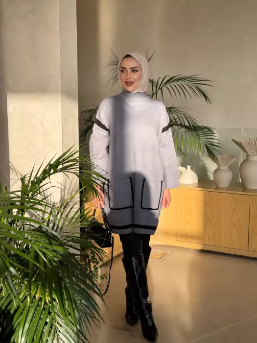 Knitted Blouse - Light Grey - Fs image 2