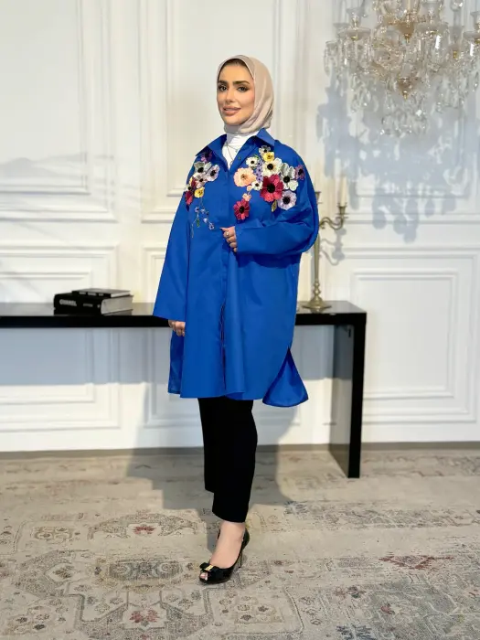 قميص من اللنن مع ورد وشك image 12