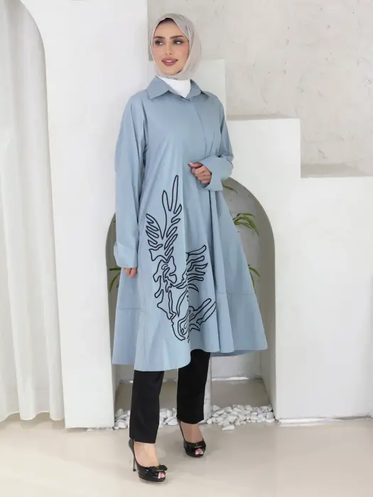 قميص طويل من القطن البوبلين image 4