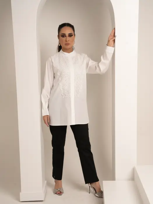 Cotton Shirt With Lace image 3