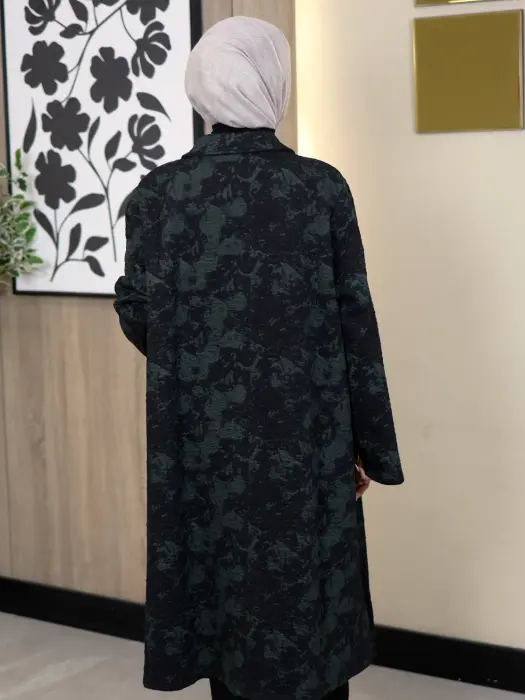جاكيت طويل بجيوب وألوان مموجة image 7