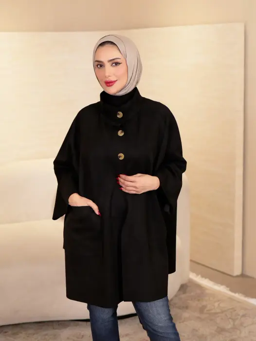 جاكيت شتوي من خام الشامواه - اسود - FS image 1