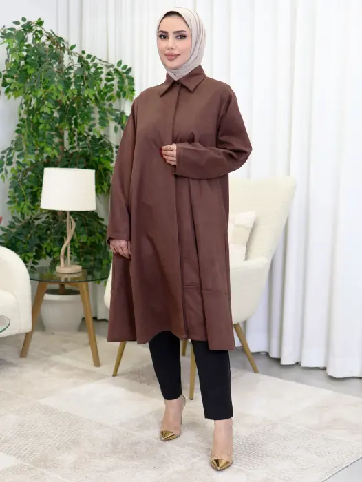 Long shirt made of raw suede image 24