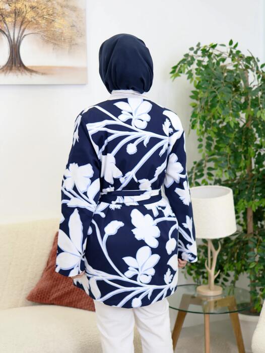 جاكيت كفرديني بنقشه-كحلي-2 image 3
