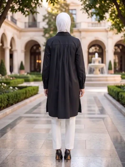 قميص طويل بكسرات ناعمة image 2