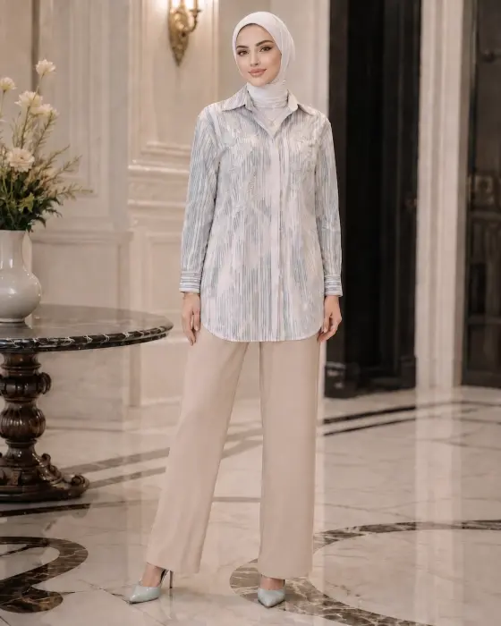 Striped crepe shirt-Tiffany Striped-4 image 0