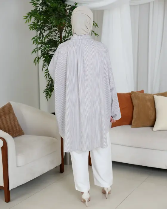 قميص كاجوال مخطط-رمادي-FS image 2