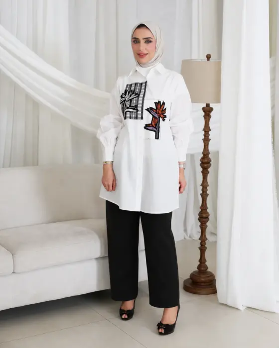 قميص كاجوال من القطن-ابيض-5 image 0