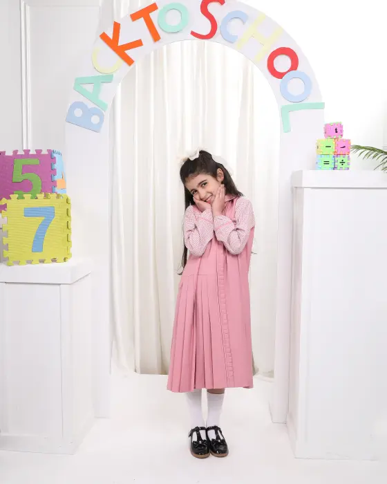 Full school uniform with bow and elastic sleeve - Pink - 8 image 2