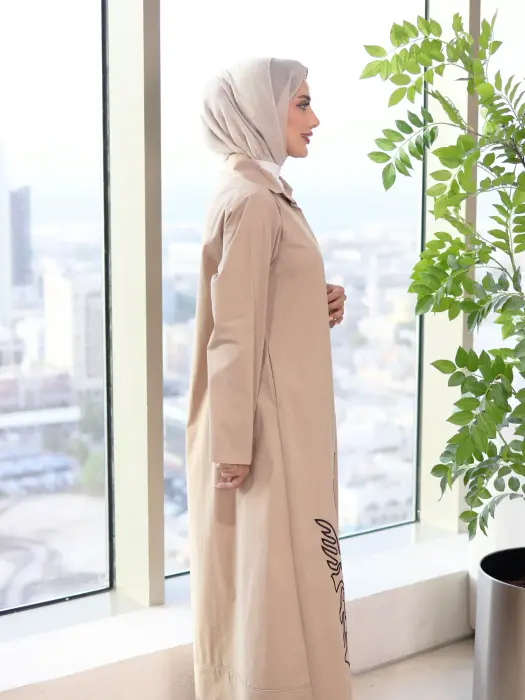 فستان قطن بوبلين طويل image 2