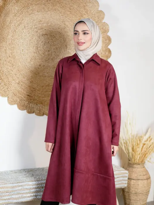 Long shirt made of raw suede image 1