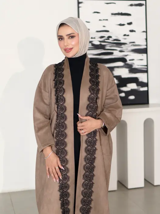 جاكيت طويل من الشامواه-بيج-FS image 2