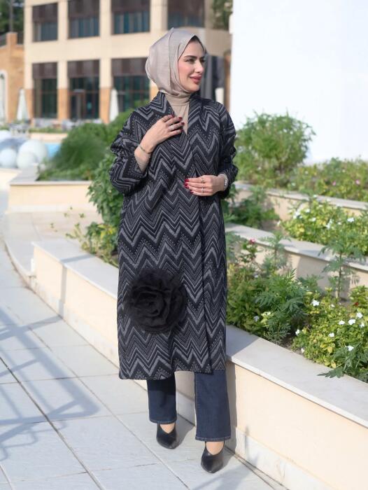 Organza brocade jacket-Black-fs image 0