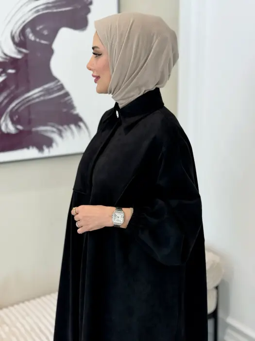 فستان بتصميم عصري-اسود-FS image 2